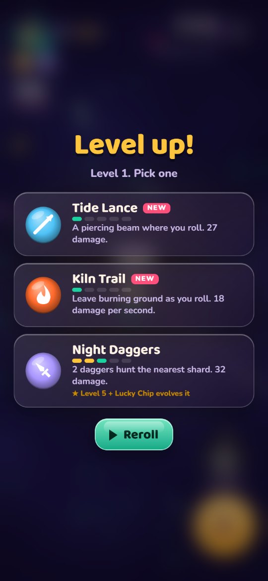 Marble Survivors: picking an upgrade